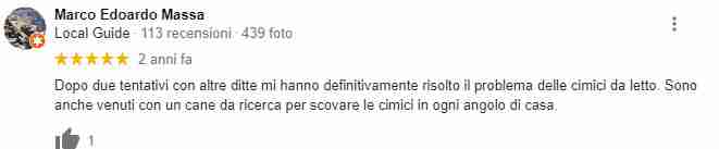 Recensione di Marco Edoardo Massa per disinfestazione tarli e cimici
